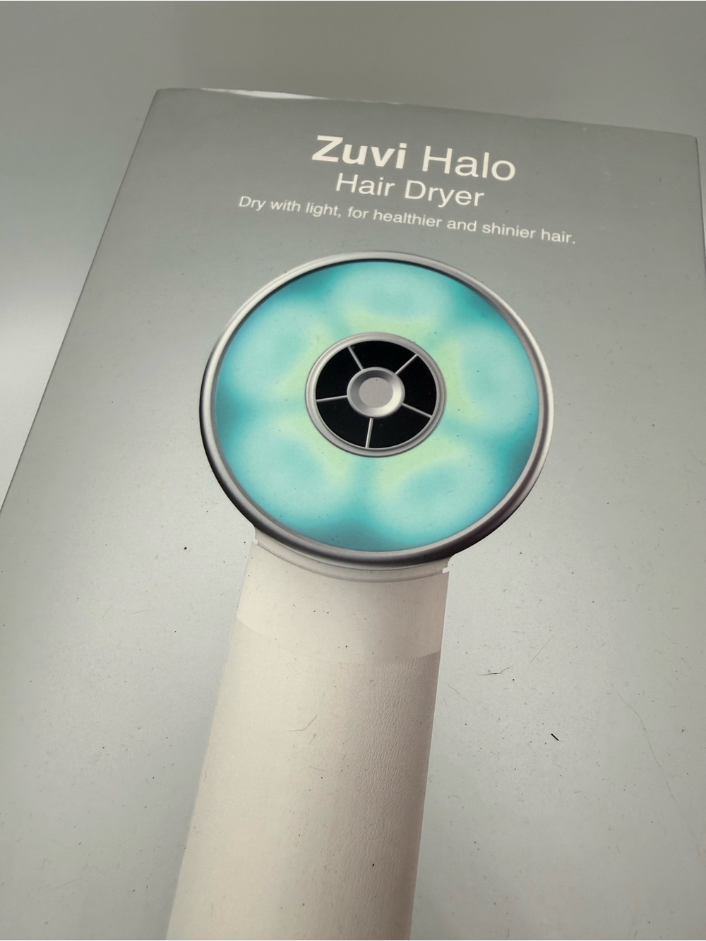 Zuvi Halo Hair Dryer in White & Aqua